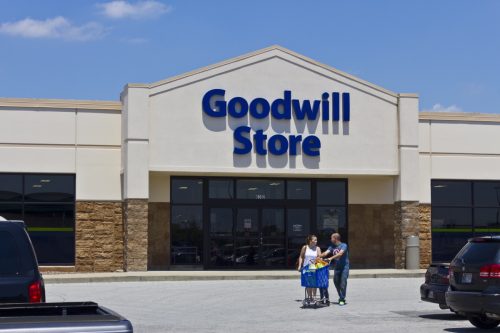 shoppers outside of a goodwill