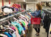 woman shopping at thrift store