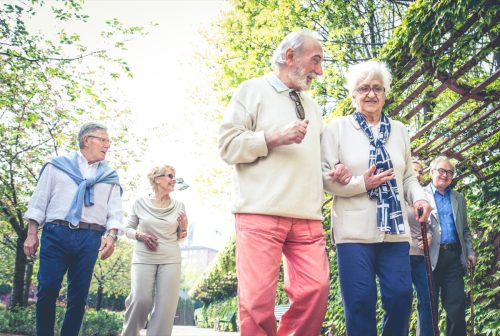 senior citizens on a walk