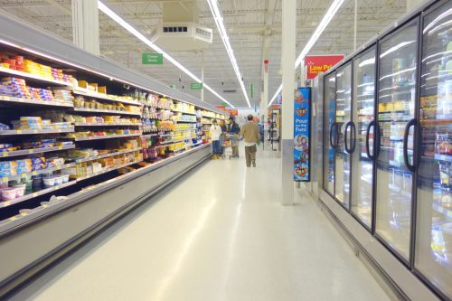  A supermarket aisle in Toronto, Canada.