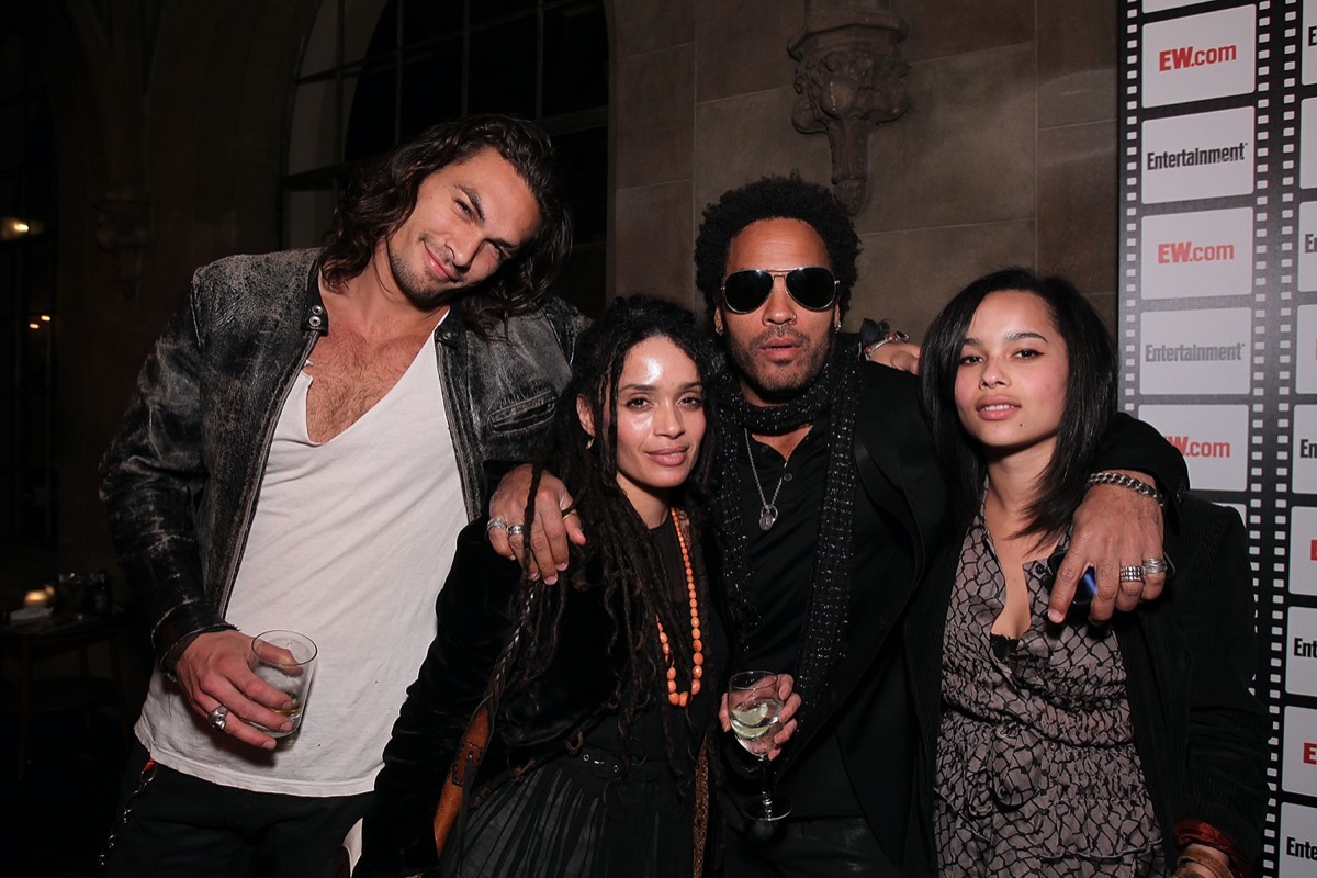 Jason Momoa, Lisa Bonet, Lenny Kravitz, and Zoe Kravitz in 2010