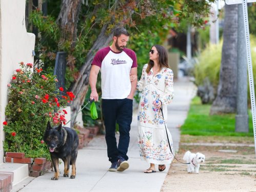 Ben Affleck and Ana de Armas walking their dogs in June 2020