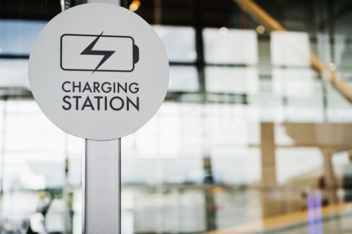 charging station in the interior of the airport