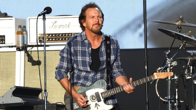 Eddie Vedder performing with Pearl Jam at Hyde Park in London in July 9, 2022