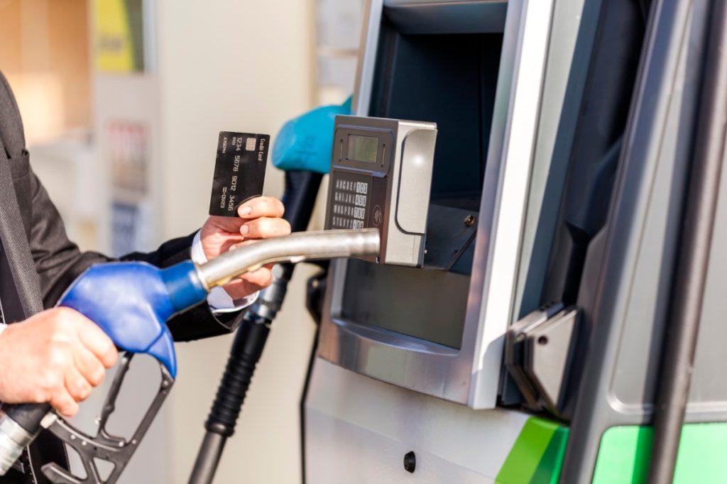 payment with credit card in the gas station