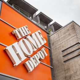 A shot of the logo of the American hardware giant The Home Depot taken at their flagship store located in the Cambie neighbourhood of Vancouver