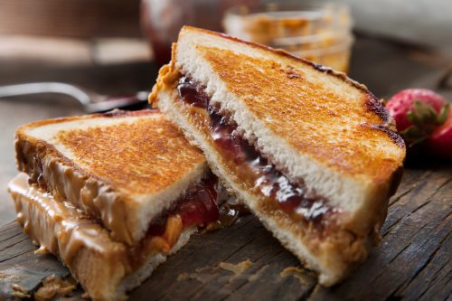 Grilled Peanut Butter and Strawberry Jelly Sandwich