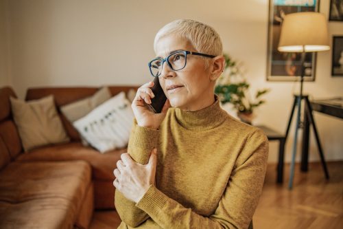 older woman concerned phone call