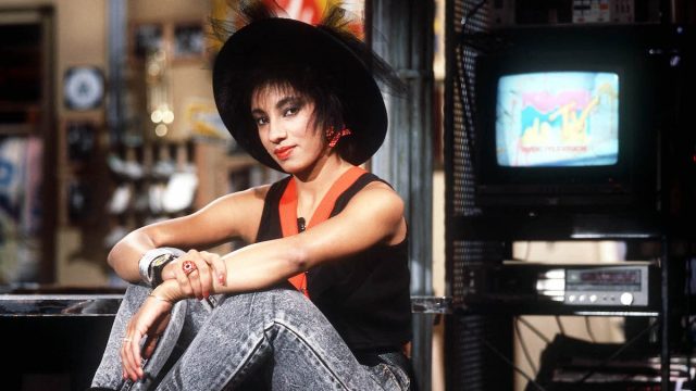 Downtown Julie Brown in MTV's New York Studio in 1988
