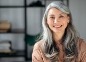 pretty older woman with long gray hair