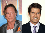 Mickey Rourke in 2010; Tom Cruise in 2018