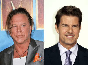Mickey Rourke in 2010; Tom Cruise in 2018