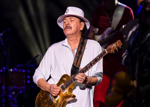 Carlos Santana performing at the Pine Knob Music Theatre in Clarkston, MI on July 5, 2022
