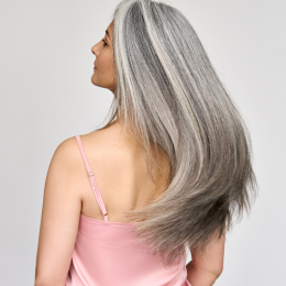 shiny gray hair