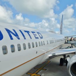 side view of united airlines plane