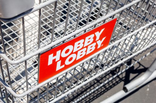 hobby lobby logo on a shopping cart