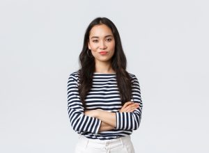 Young girl looking smug