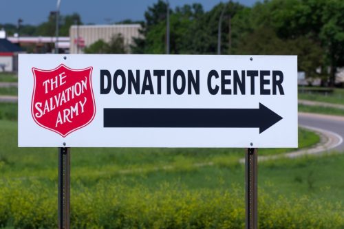sign for salvation army donation center