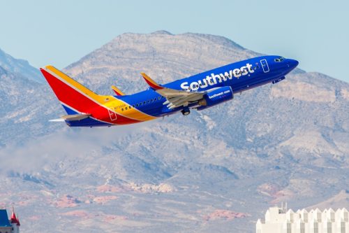 southwest airlines plane taking off