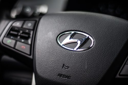 hyundai logo on steering wheel