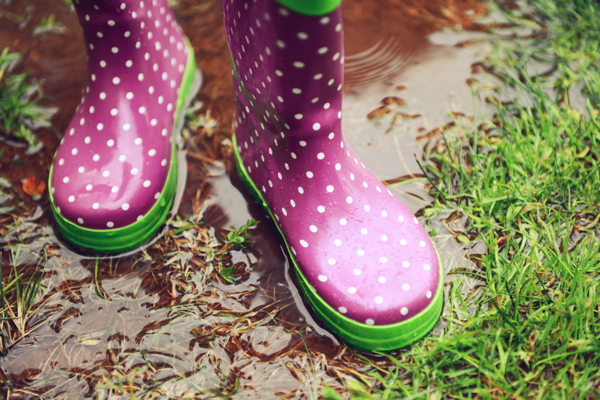 standing water puddle rain boots