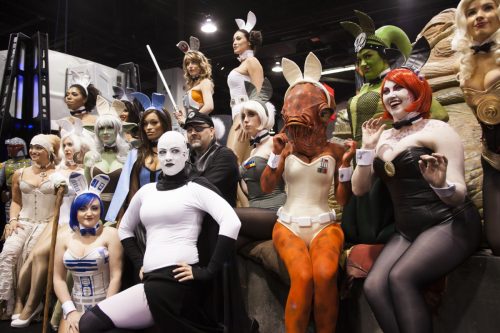A group of cosplayers dressed as bunny versions of characters from the Star Wars films at the Star Wars Celebration