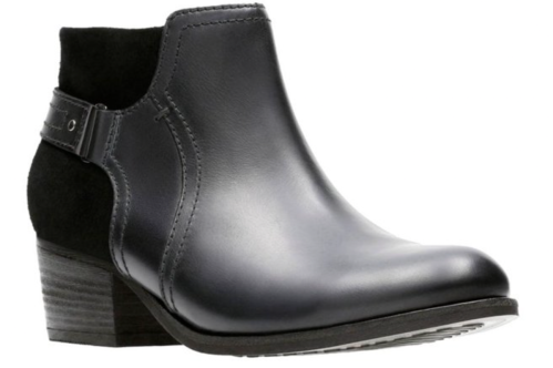 Clarks black leather booties