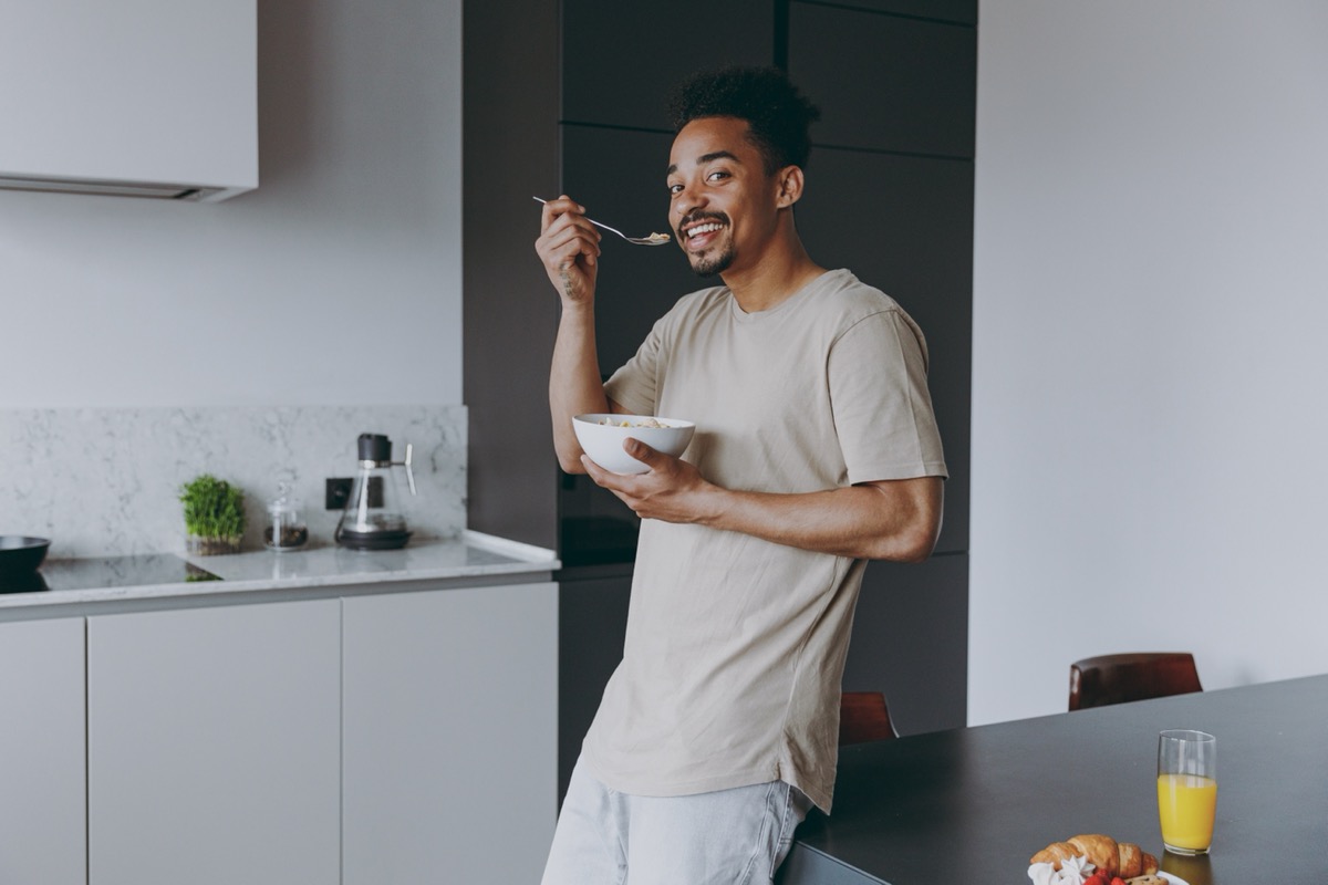 Man eating cereal