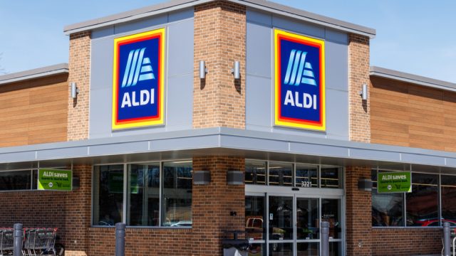 The storefront of an Aldi grocery store