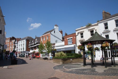 Views of The High Street in Banbury, Oxfordshire in the UK