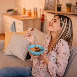 woman eating cookie