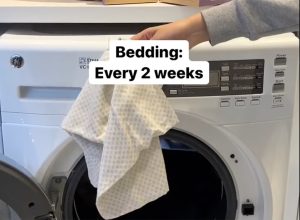 Washing bedding.