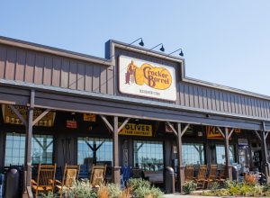 A store front sign for the restaurant chain known as Cracker Barrel.