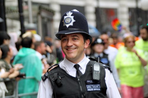 A cheerful English policeman