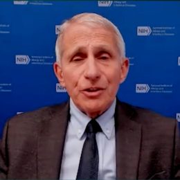 Dr. Anthony Fauci appearing on a webcam interview with the Grio