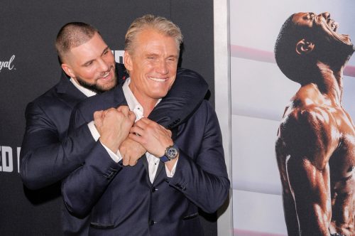 Florian Munteanu and Dolph Lundgren at the premiere of "Creed II" in 2018