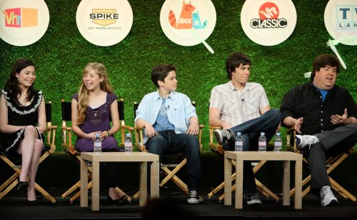 The cast of "iCarly" and Dan Schneider at the MTV Summer 2007 TCA Press Tour