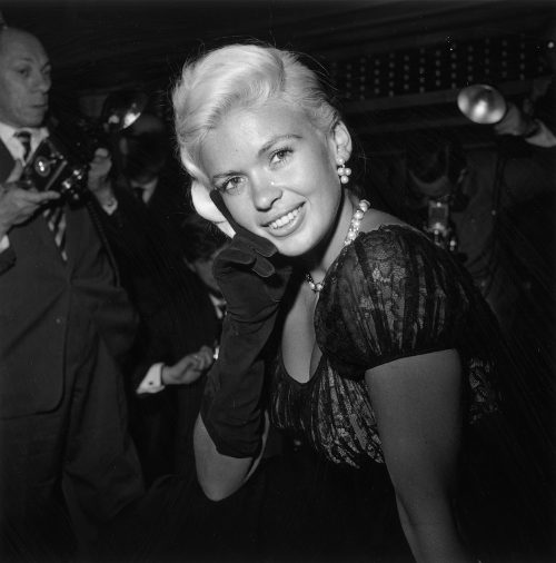Jayne Mansfield at a press reception for "Oh for a Man" in 1957