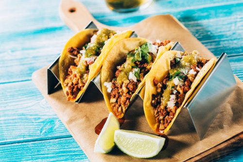 Mexican tacos campechanos