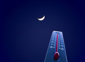 On a hot night, the thermometer shows a hot night.