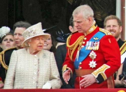 Queen Elizabeth London talking to Prince Andrew