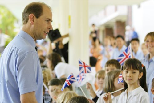 Prince Edward, Earl of Wessex, visits a school.