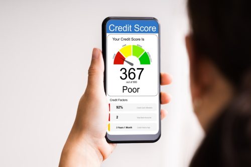 Poor Credit Score Image on a Phone