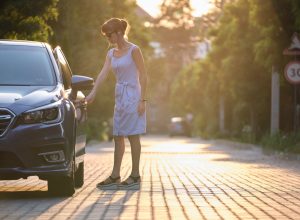 woman and car