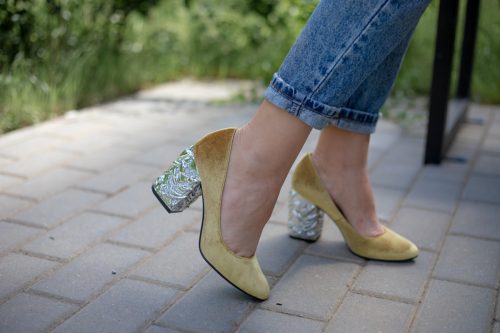 Gold and Silver Block Heels