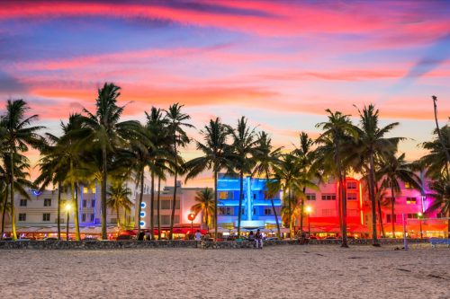 Bãi biển Miami Florida vào ban đêm