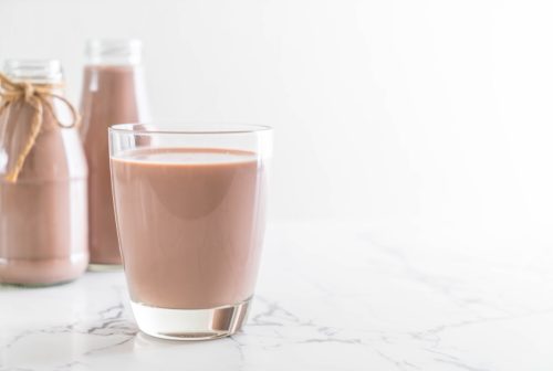 chocolate milk in glass