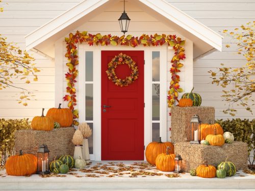 house decorated for fall