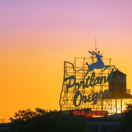 things to do in portland - sunset over city sign