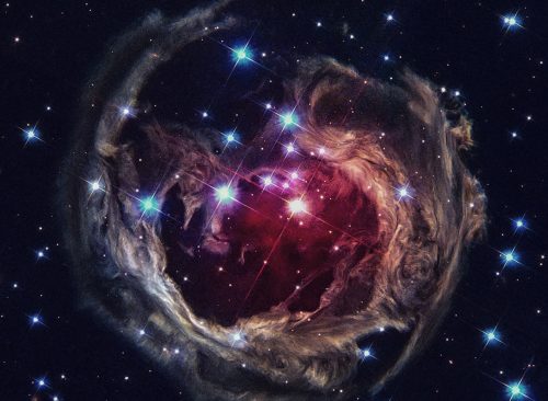 V838 Monocerotis is a red variable star in the constellation Monoceros. Retouched colored image. Elements of this image furnished by NASA.
